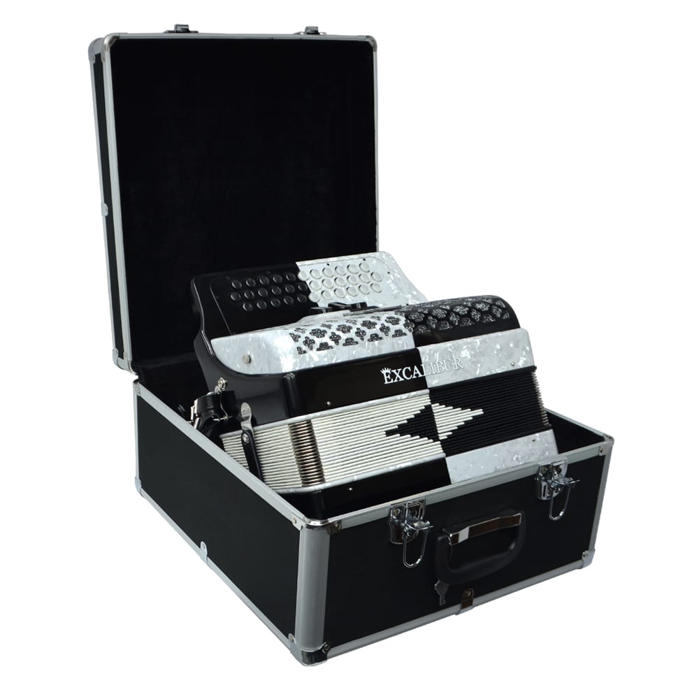 Excalibur Super Classic PSI 3 Row Button Accordion - Black/White - Key of FBE