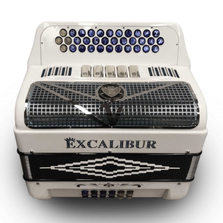 Excalibur Crown Series 5 Switch Button Accordion White