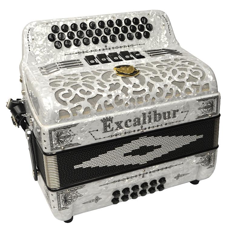 Excalibur Crown Custom 5 Switch Button Accordion - White